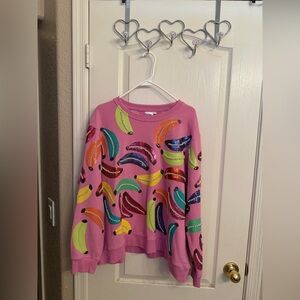 Queen of Sparkles Sequin Banana Sweatshirt L